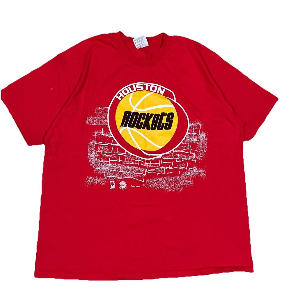 Vintage NBA Houston Rockets Single Stitch T-Shirt Hanes Size XL See Note Y2K 90s